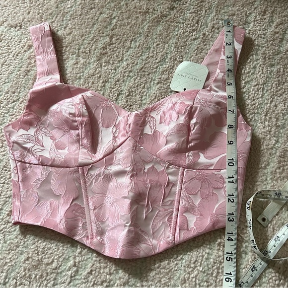 NWT Altar’d State Mirabel Satin Jacquard Crop Bustier Corset Top Size XS Pink - Picture 15 of 16